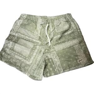 NEW BATHER men's paisley lined swim trunks in green, white